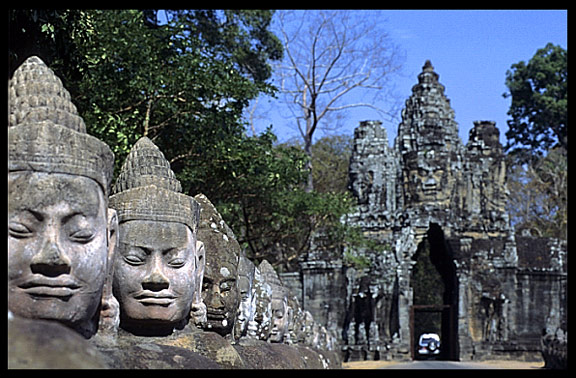 Angkor Thom's South Gate with some of the 54 gods.