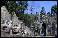 Angkor Thom's South Gate with some of the 54 gods. Siem Riep, Angkor, Cambodia