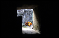 Resting monks inside Banteay Kdei. Siem Riep, Angkor, Cambodia