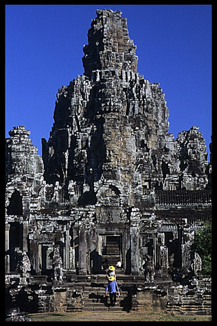 The Bayon, 54 gothic towers decorated with 200 smiling faces.