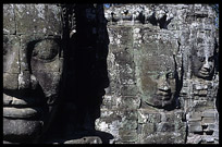 Details of the faces in the Bayon. Siem Riep, Angkor, Cambodia