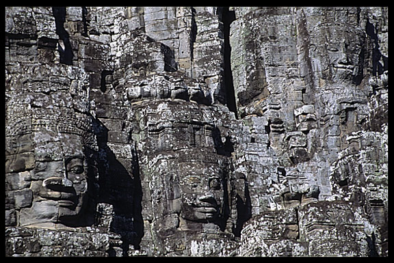 Details of the faces in the Bayon, Angkor Thom.