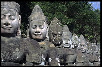 Some of the 54 gods in front of Angkor Thom's South Gate. Siem Riep, Angkor, Cambodia