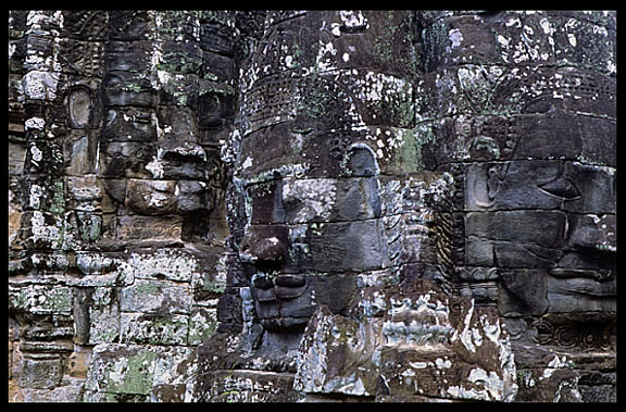 Details of the faces in the Bayon, Angkor Thom.