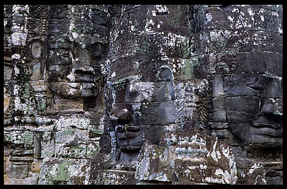 Details of the faces in the Bayon, Angkor Thom.