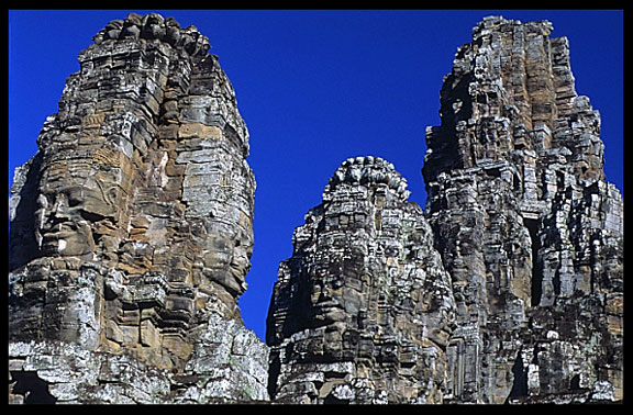 The Bayon, 54 gothic towers decorated with 200 smiling faces.