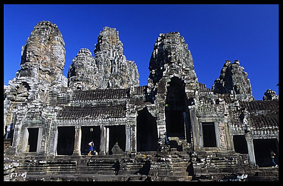 The Bayon, 54 gothic towers decorated with 200 smiling faces.