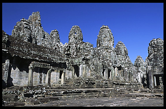 The Bayon, 54 gothic towers decorated with 200 smiling faces.