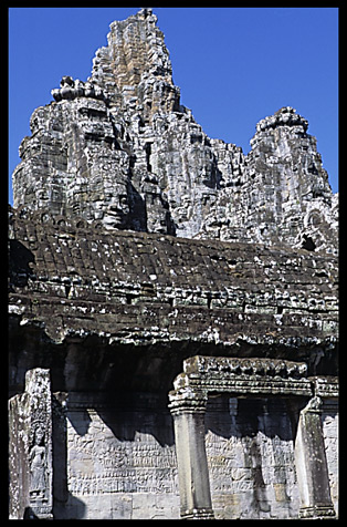 The Bayon, 54 gothic towers decorated with 200 smiling faces.