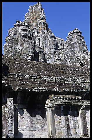 The Bayon, 54 gothic towers decorated with 200 smiling faces.