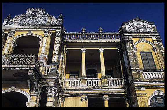 One of the many French-built buildings in central Phnom Penh.