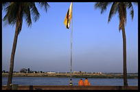 Two monks are enjoying the view of the Mekong at Phnom Penh's riverfront.