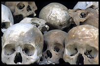 Skulls inside the memorial stupa at Choeung Ek, the Killing Fields.