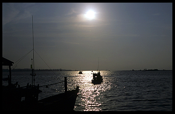 Sunset at a fishing community north of Sihanoukville.