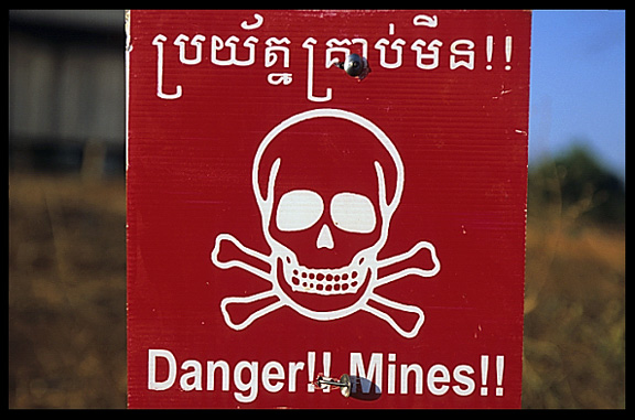 Danger!! Mines!! Village near Ban Lung, Cambodia