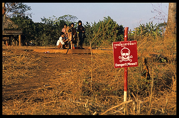 Minefield near public washing place, Ban Lung, Cambodia