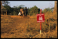 Minefield near public washing place. Ban Lung, Ratanakiri, Cambodia