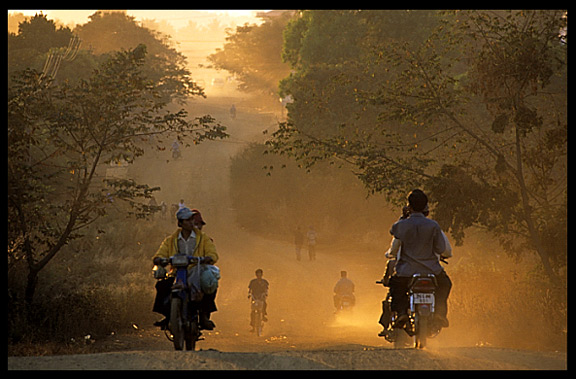 Dusty streets of Ban Lung at dusk, Ban Lung, Cambodia