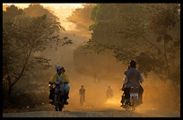Dusty streets of Ban Lung at dusk. Ban Lung, Ratanakiri, Cambodia