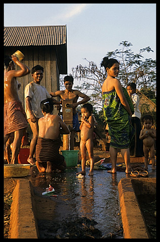 The whole village takes a bath, Ban Lung, Cambodia