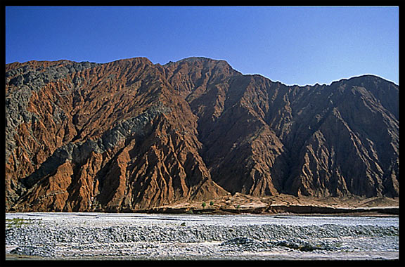 Red mountains between the Karakoram and Kashgar. Xinjiang, China