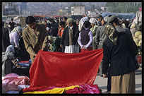 Silk for sale at the Sunday Market. Kashgar, Xinjiang, China