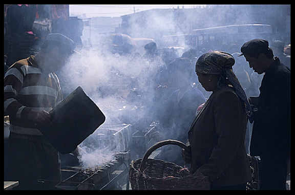 Meat for sale at the Sunday Market. Kashgar, Xinjiang, China