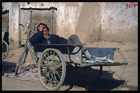 Portrait of Uyghur man taking a break. Kashgar, Xinjiang, China