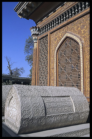 Tomb at the cemetery behind the Altyn Mosque. Yarkand, Xinjiang, China