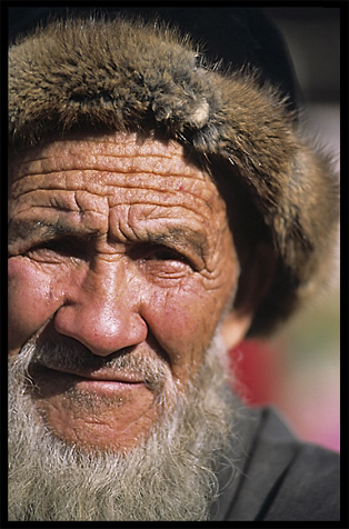 Portrait of Uyghur man. Hotan, Xinjiang, China