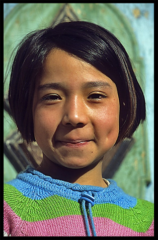 Portrait of Uyghur girl. Hotan, Xinjiang, China