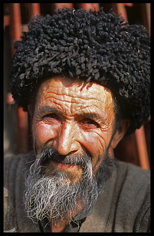 Portrait of Uyghur man. Hotan, Xinjiang, China