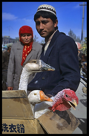 Portrait of Uyghur man. Hotan, Xinjiang, China