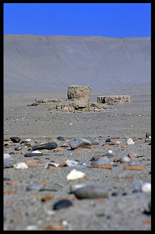 Yuetegan Yizhi (Yotkan Ruins) in the desert. Hotan, Xinjiang, China