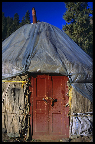 Detail of a Yurt at Heaven Pool or Heavenly Lake (Tian Chi). Urumqi, Xinjiang, China