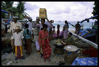 An overview of a local market near the sea in Candi Dasa.