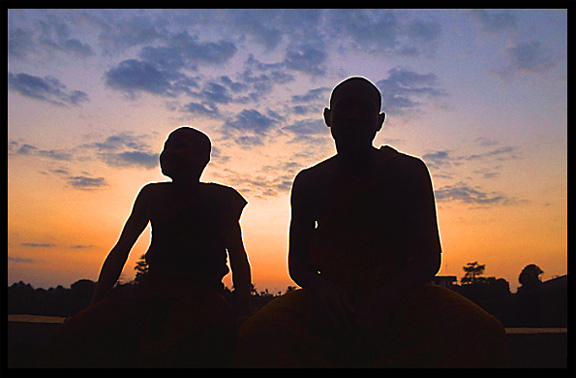 Buddhist monks at Wat Luang. Pakse, Laos