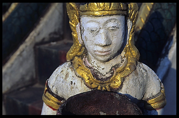 Decorative carvings at Wat Luang. Pakse, Laos