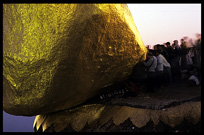 Waiting for your turn to touch the golden rock at Kyaiktiyo.