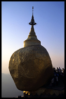On top of the incredible balancing boulder sits a small stupa in Kyaiktiyo.