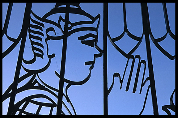 Silhouette of the entrance gate at the oldes temple in Nyaungshwe, Yadana Man Aung Paya.