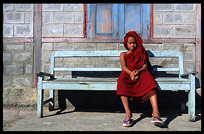 A young monk resting at Shwe Yaunghwe Kyaung, an 18th-century wooden monastery near Inle Lake.