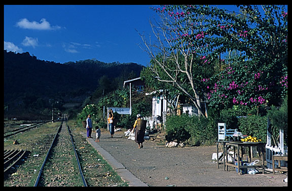 Railway station in the village of Myin Saing Gone on the Shan Plateau near Kalaw.