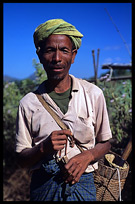 A man belonging to the Pa-O tribe in the village of Nanthalethe on the Shan Plateau near Kalaw.