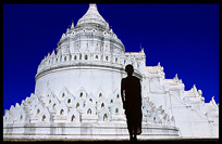 A monk at Hsinbyume Paya in the ancient city Mingun.