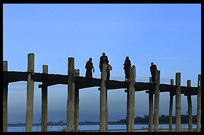 Monks crossing the U Bein Bridge at Amarapura.