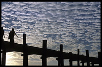 Monks crossing the U Bein Bridge at Amarapura.