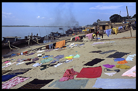 Laundry service at the Ayeyarwady riverfront.