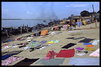 Laundry service at the Ayeyarwady riverfront.