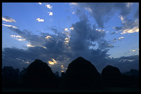 Haystacks at sunset near Hsipaw.